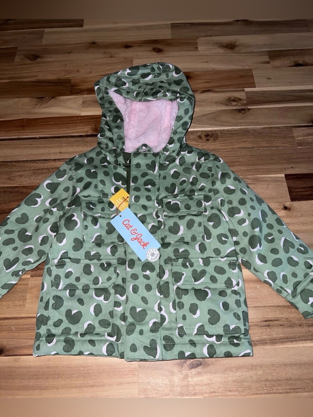 NWT Toddler fur lined military jacket- cat & jack 12M